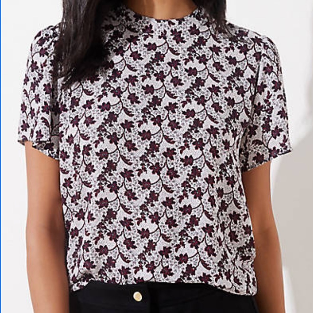Loft Garden Mock Neck Flutter Top